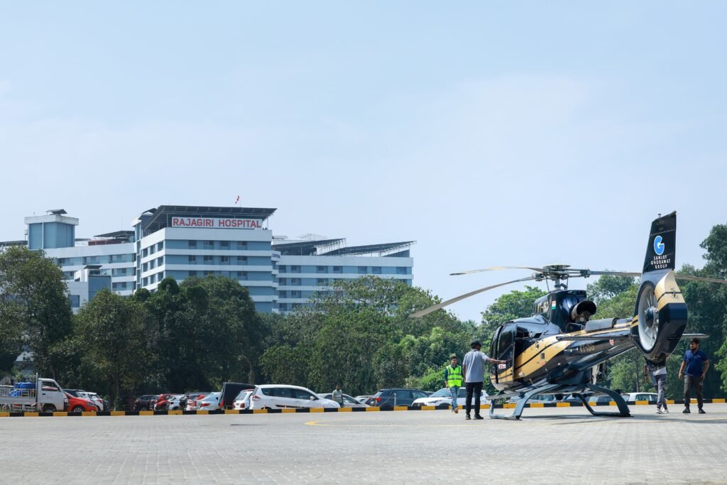 Rajagiri Hospital with Helicopter Air Ambulance Service